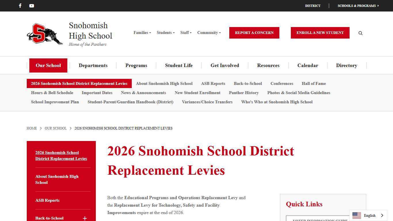 2026 Snohomish School District Replacement Levies - Snohomish High School