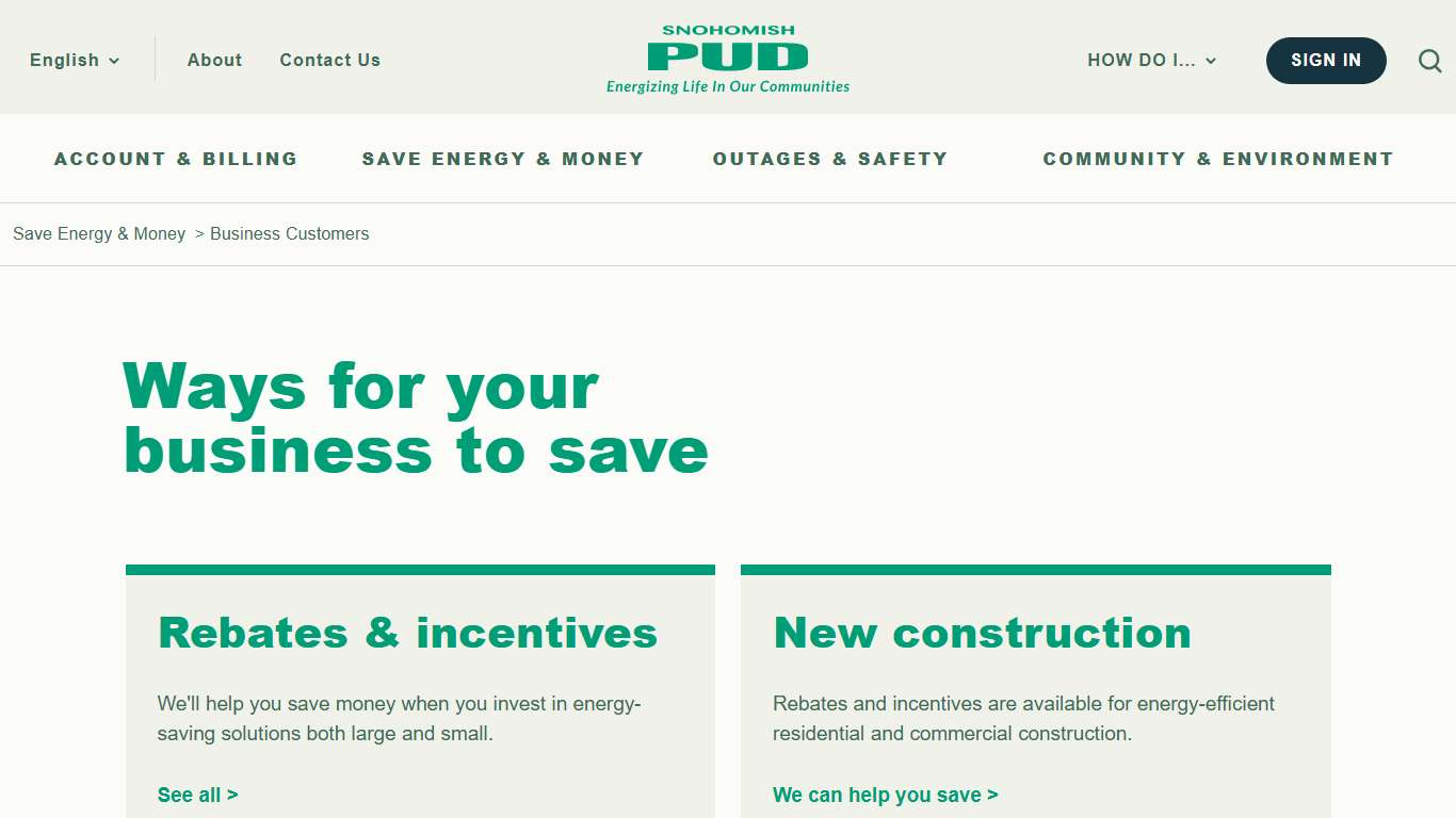 Energy Savings for Business Customers - Snohomish County PUD