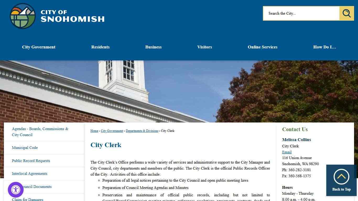 City Clerk | Snohomish, WA - Official Website